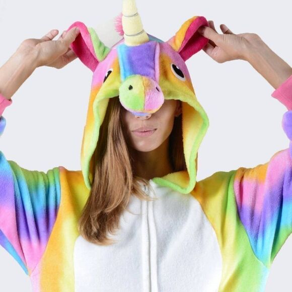 RAVE Festival Rainbow Ultra Soft Stripe Unicorn Onesie - Picture 4 of 5